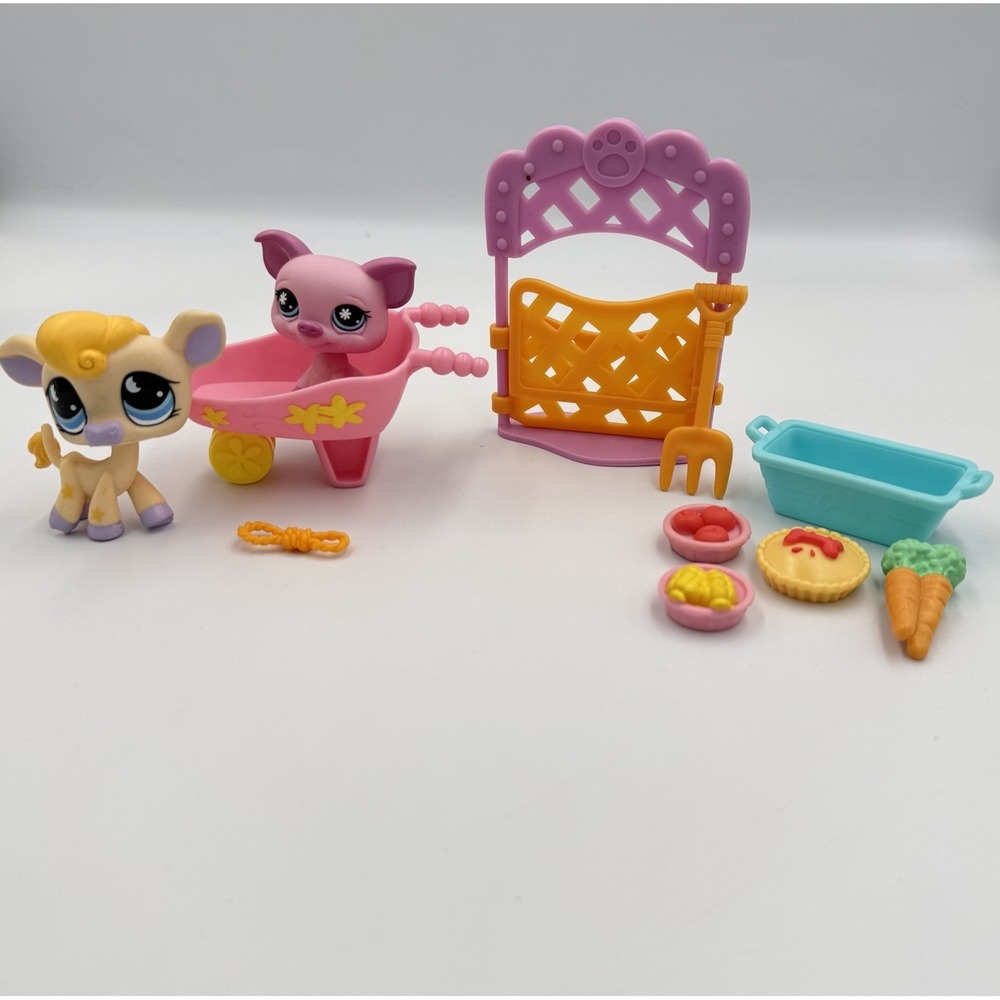 LPS Littlest‎ Pet Shop Hungriest Yellow Cow Pink Pig #876 #927 INCOMPLETE Set